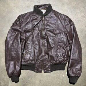 Vintage 70s Sears Brown Boxy Grunge Leather Jacket